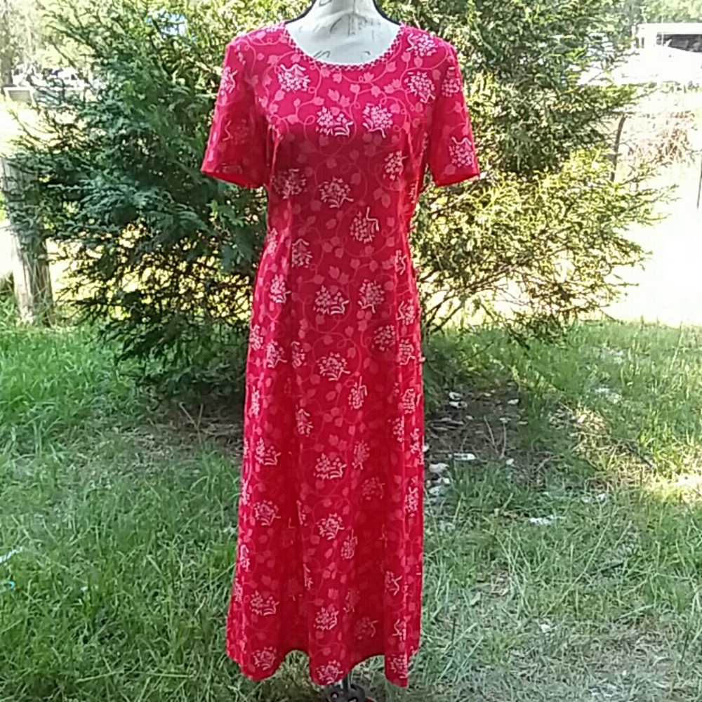 Kathie Lee Size 8 Modest Red & White Dress